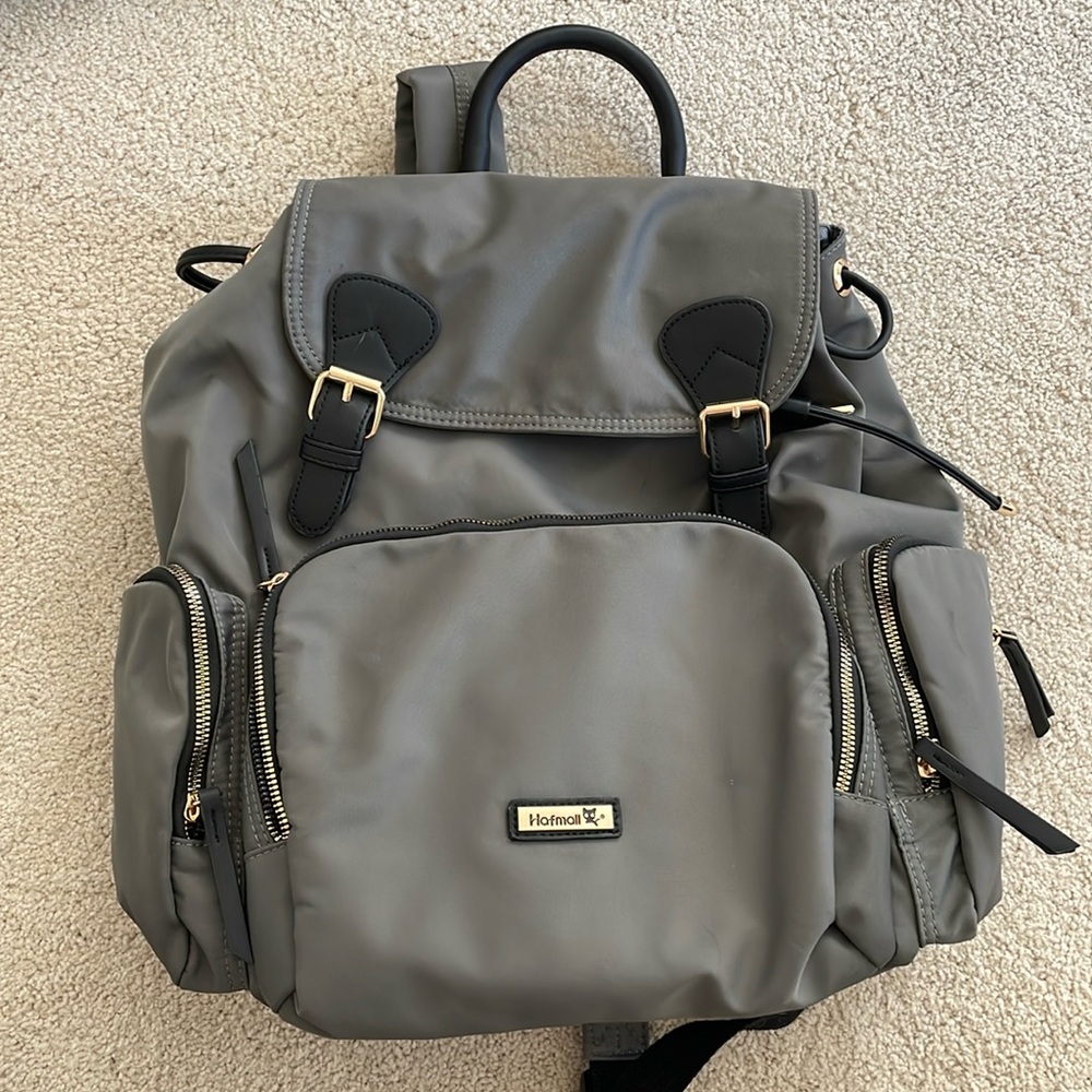 Hafmall Gray Nylon Gender Neutral Diaper Bag Backpack NWT